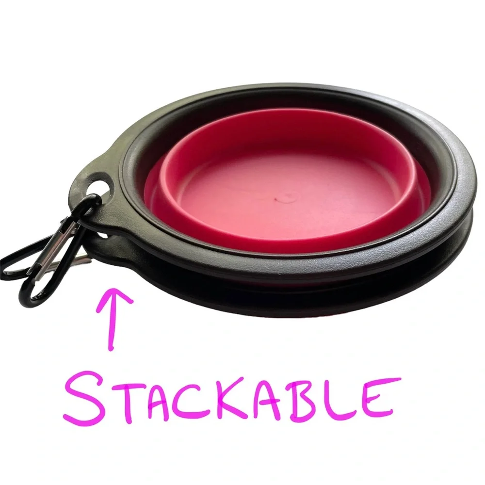 NEW 2 Travel Collapsible Pet Bowls Pink / Brown Dog Cat Puppy